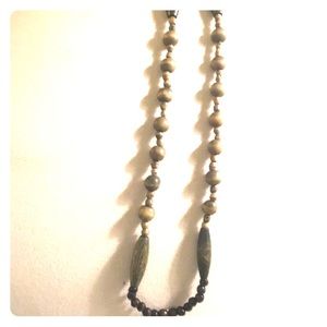Vintage Jewelry - Long olive green vintage wood bead necklace Vintage Jewelry - Long olive green vintage wood bead necklace